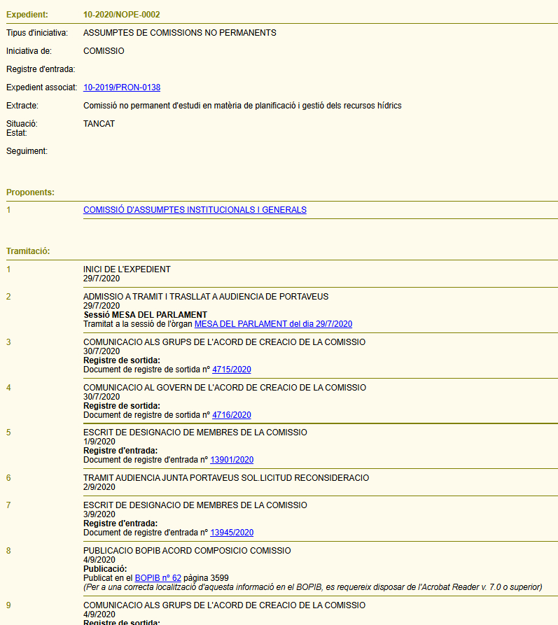 Tràmits de l'expedient al webGTP