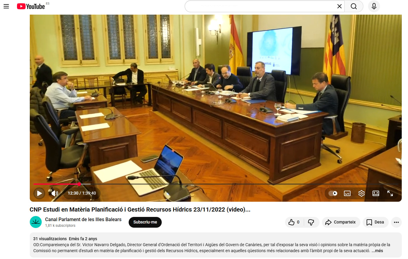 Vídeo d'una sessió de la comissió