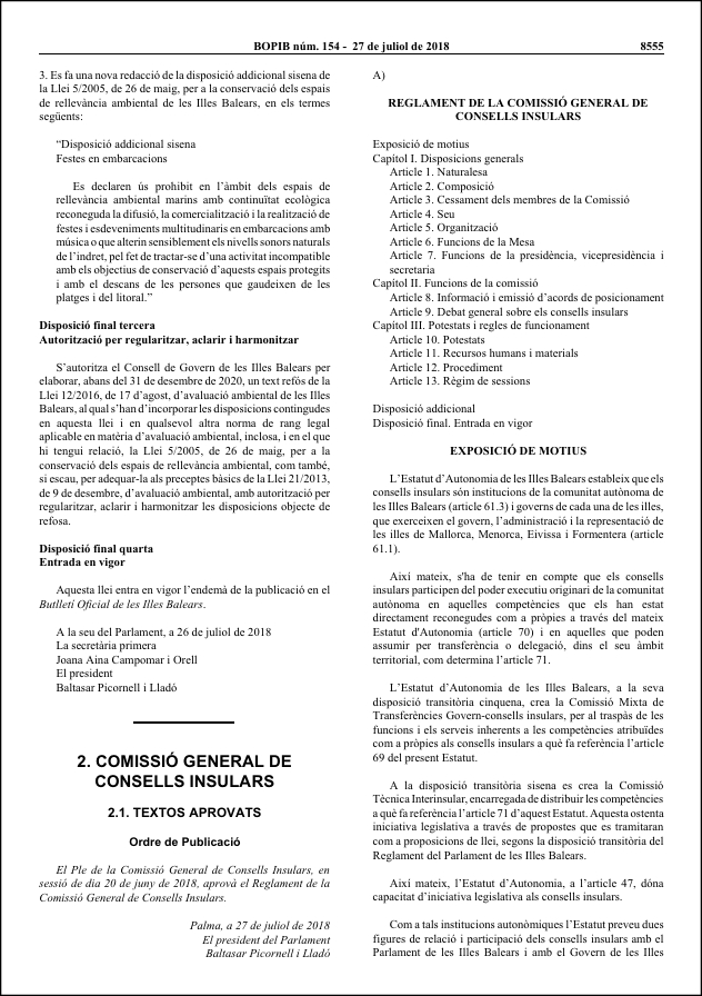 BOPIB del Reglament de la Comissi&oacute;