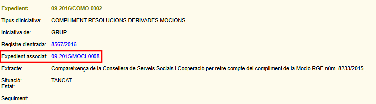 Imatge destacant on hi ha l'enlla&ccedil; d'expedient relacionat